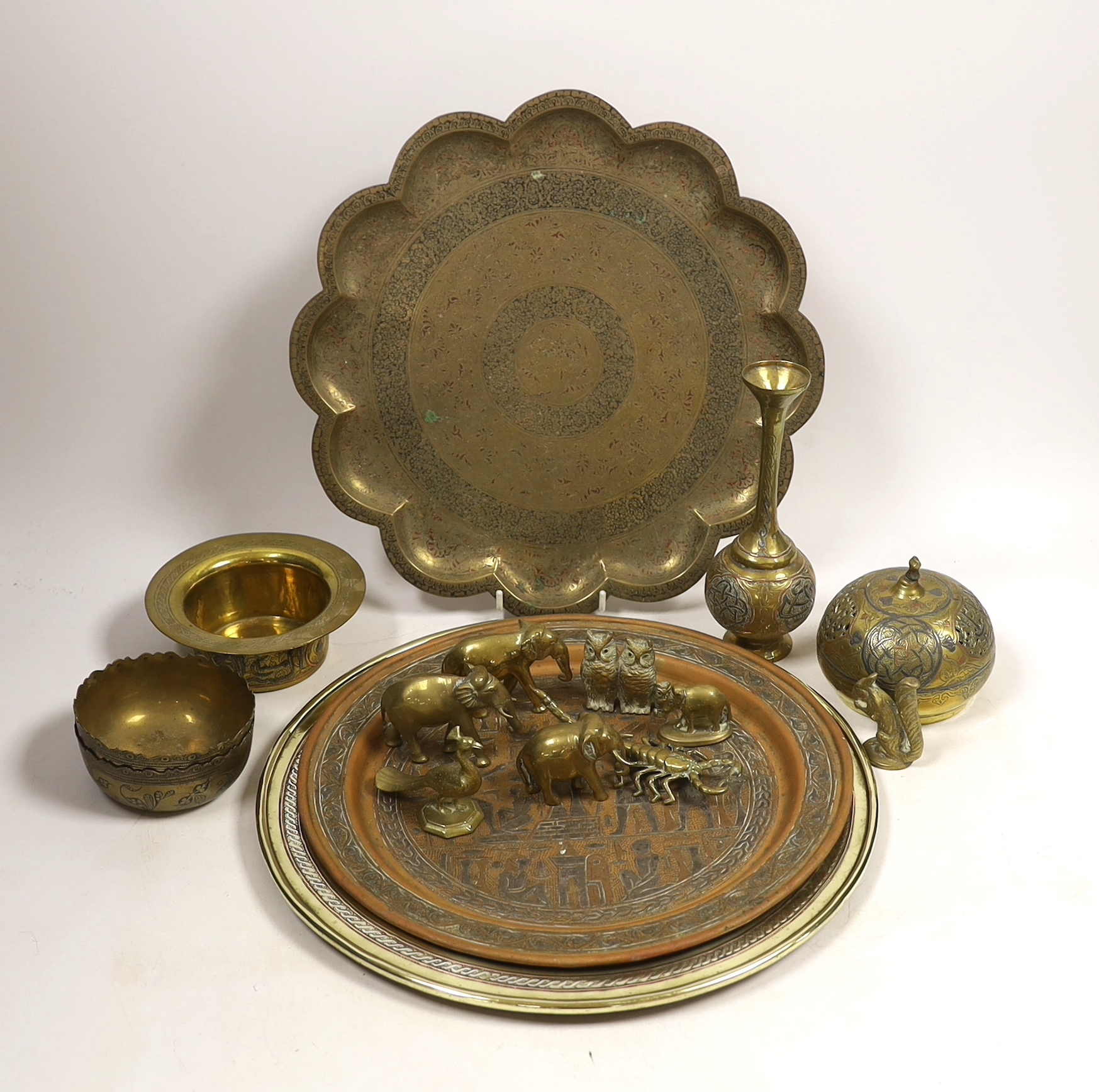 A group of Persian metal and brassware